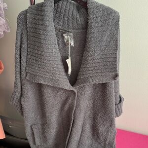 Barefoot Dreams Charcoal cozy twist sweater coat
